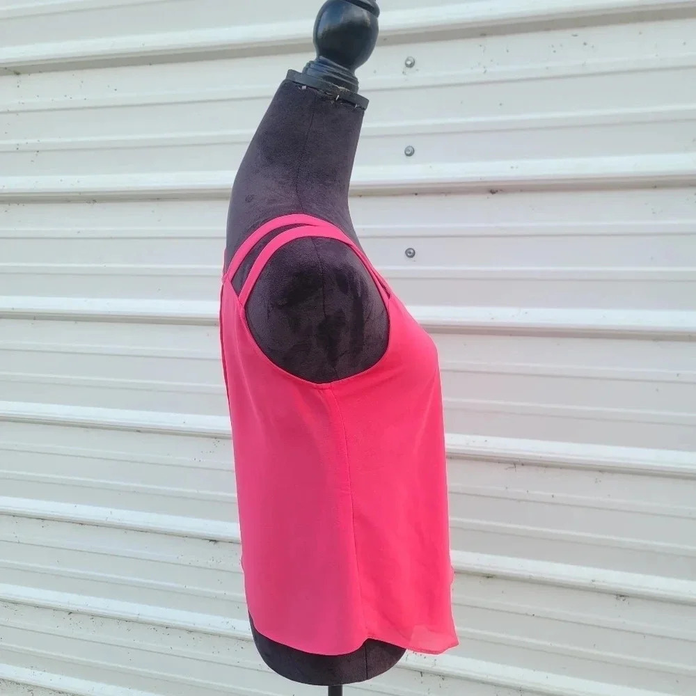 Style LOFT Tank Top Hot Pink Slit Open Back Flowy Women's sz S - Picture 8 of 9